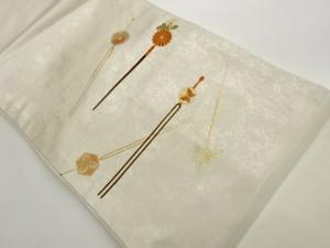 金彩金駒刺繍簪模様名古屋帯